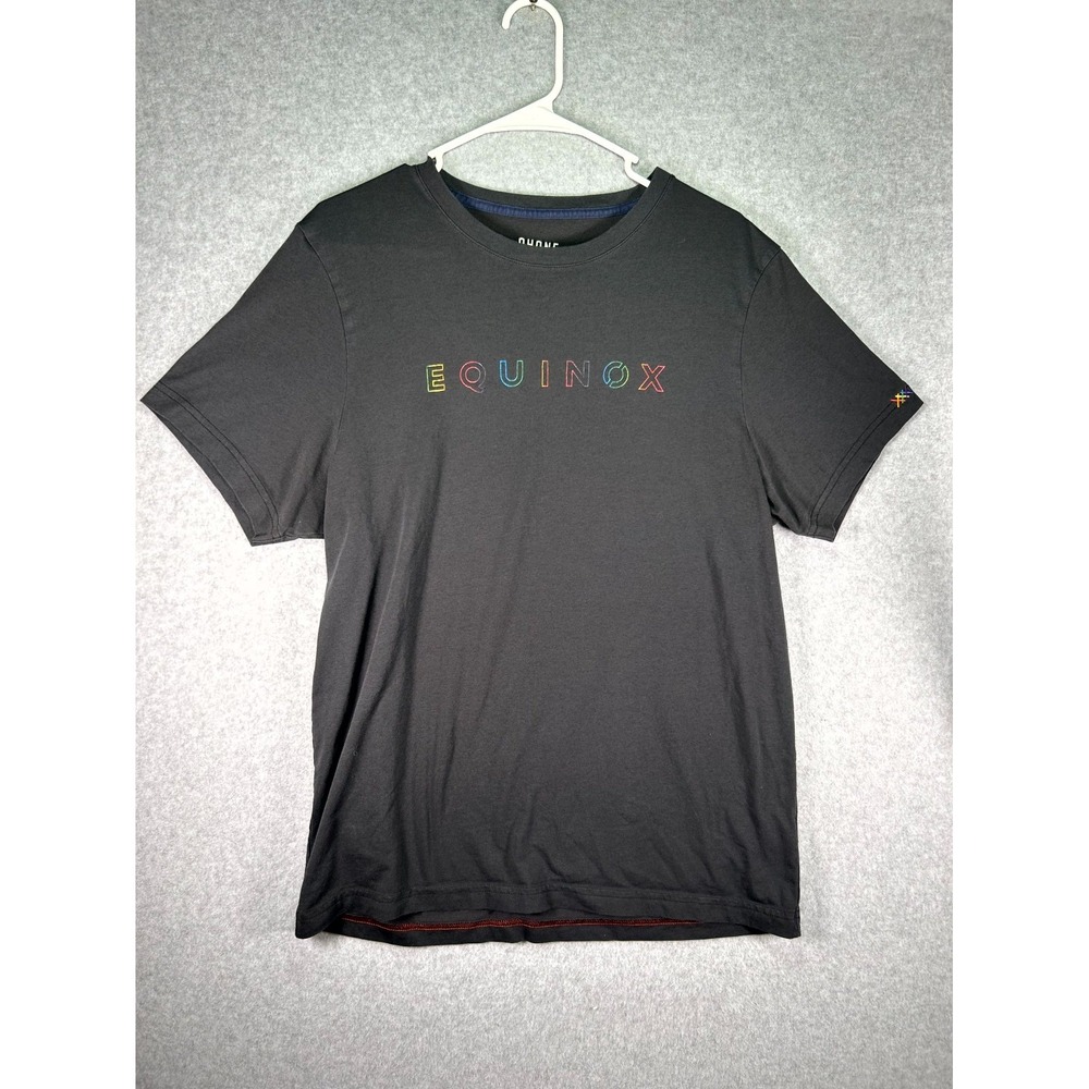 Rhone T-Shirt Mens Large Black Cotton Equinox Graphic Print Casual Short Sleeve